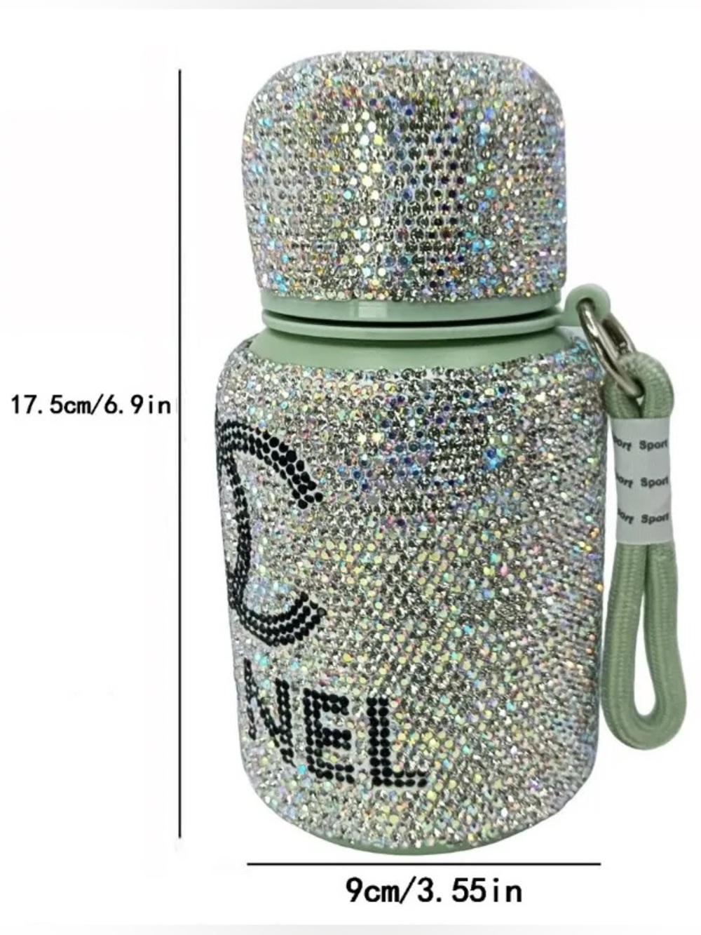 Sparkling Crystal Embellished Water Bottle with Black Logo - Picture 4 of 5